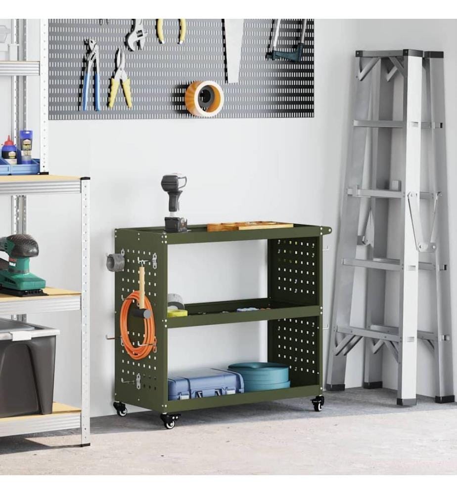 Werkzeugwagen Olive Grün 75 x 35 x 73 cm Kaltgewalzter Stahl