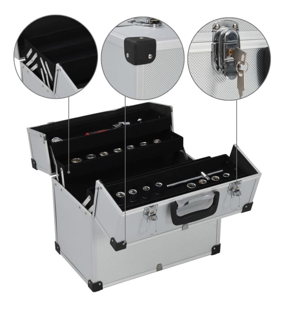 Boîte à outils 38x22,5x34 cm Argenté Aluminium