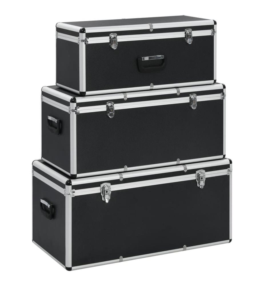 Aufbewahrungskoffer 3 Stk. Schwarz Aluminium