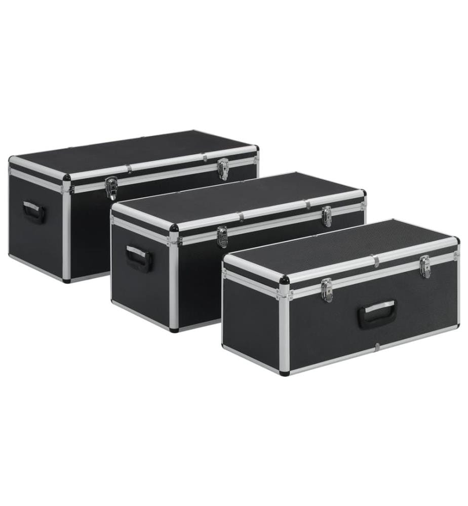Aufbewahrungskoffer 3 Stk. Schwarz Aluminium