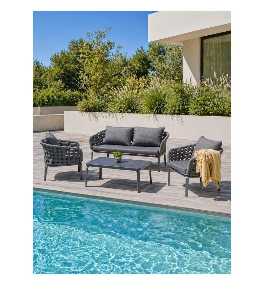 Salon Bas de Jardin Camargue 4 Places - Gris Anthracite