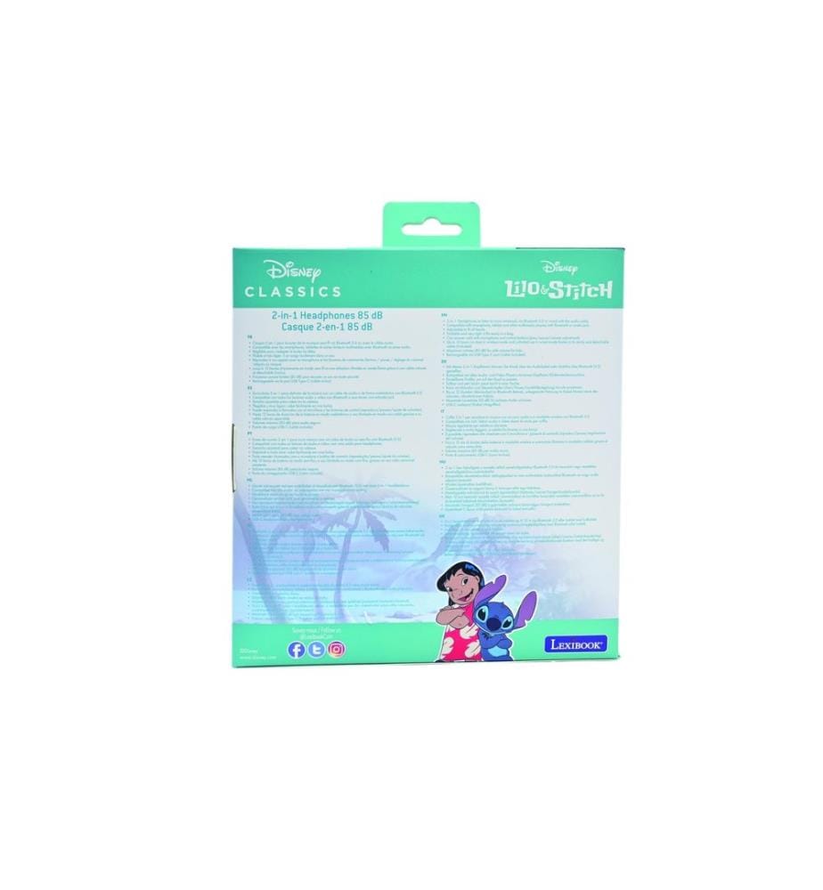Lexibook - 2-in-1-Bluetooth/Kabel-Kopfhörer Stitch Blau