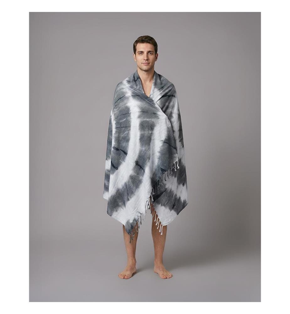 Linge de plage "Tie Dye" 100 x 180 cm - Noir et blanc