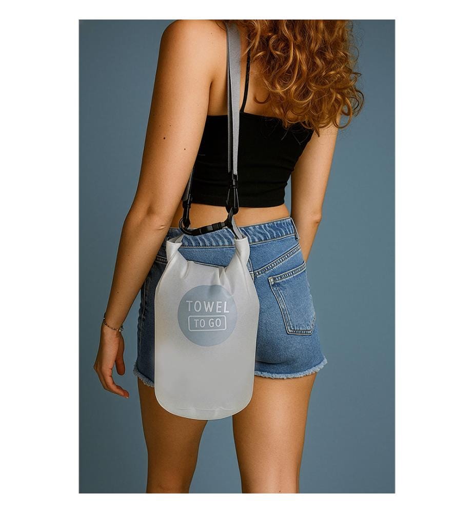 Wasserdichte, transparente "Towel To Go"bTasche 22x44 cm - Grau
