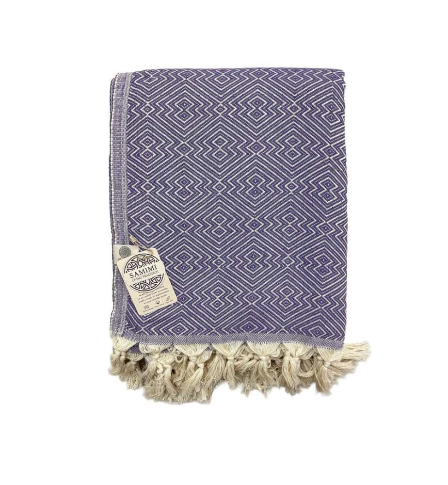 Linge de plage et couverture de hammam XXL "Atom" 200x220 cm - Violet foncé