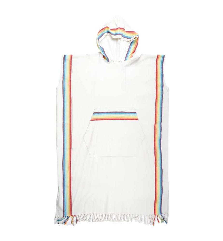 Herren Bambus-Baumwoll Poncho mit Kapuze für Strand & Pool 110x85 cm - Beige – Mehrfarbig