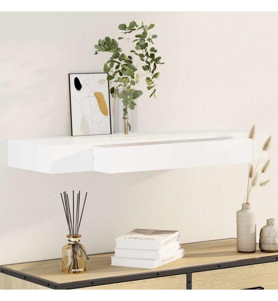 Wandregal mit Schublade MDF Weiss