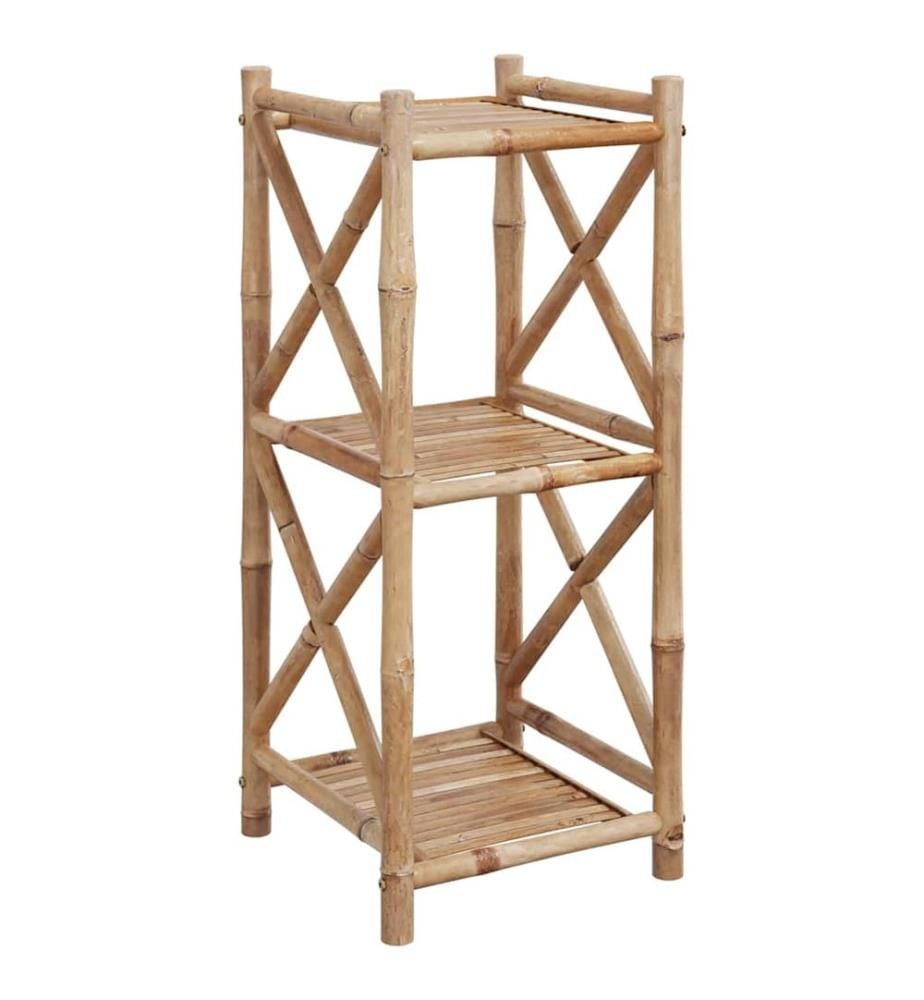 Standregal mit 3 Böden Quadratisch Bambus