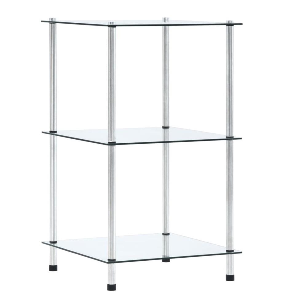 Étagère 3 niveaux Transparent 40x40x67 cm Verre trempé