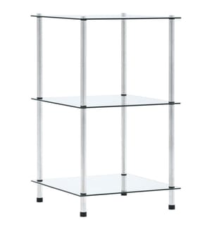 Étagère 3 niveaux Transparent 40x40x67 cm Verre trempé