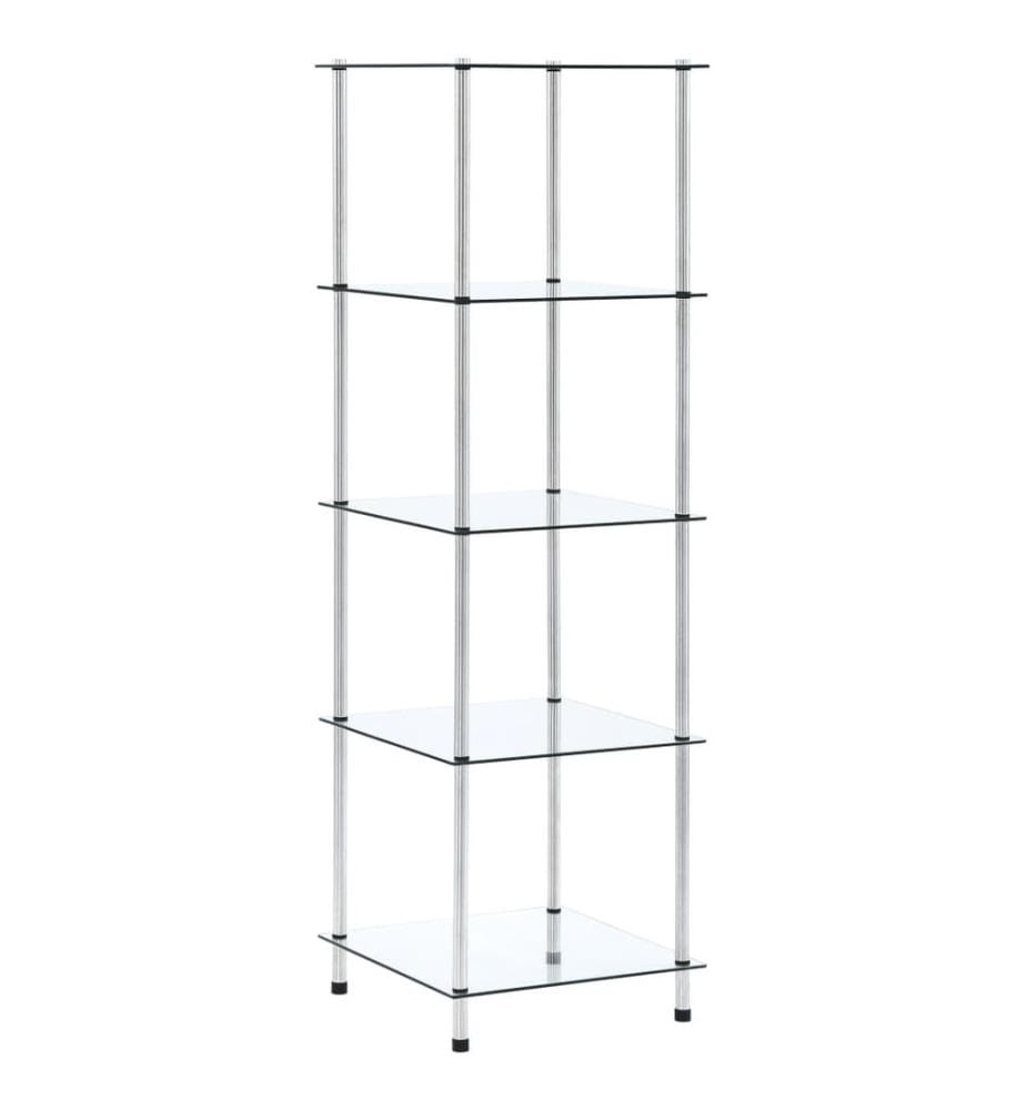 Étagère 5 niveaux Transparent 40x40x130 cm Verre trempé