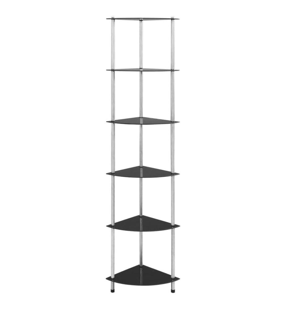 Étagère à 6 niveaux Noir 30x30x160 cm Verre trempé