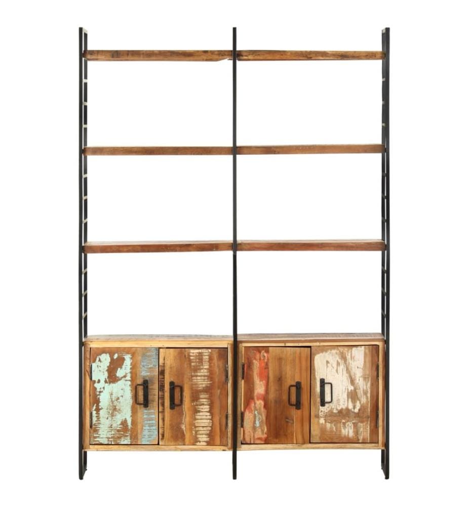 Bibliothèque 4 niveaux 124x30x180cm Bois solide de récupération