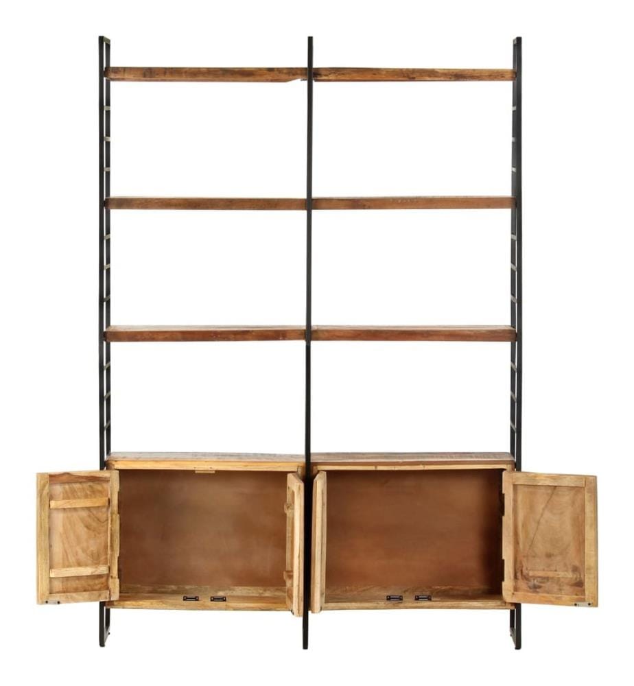 Bibliothèque 4 niveaux 124x30x180cm Bois solide de récupération