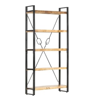 Bibliothèque 5 niveaux 90x30x180 cm Bois solide de manguier