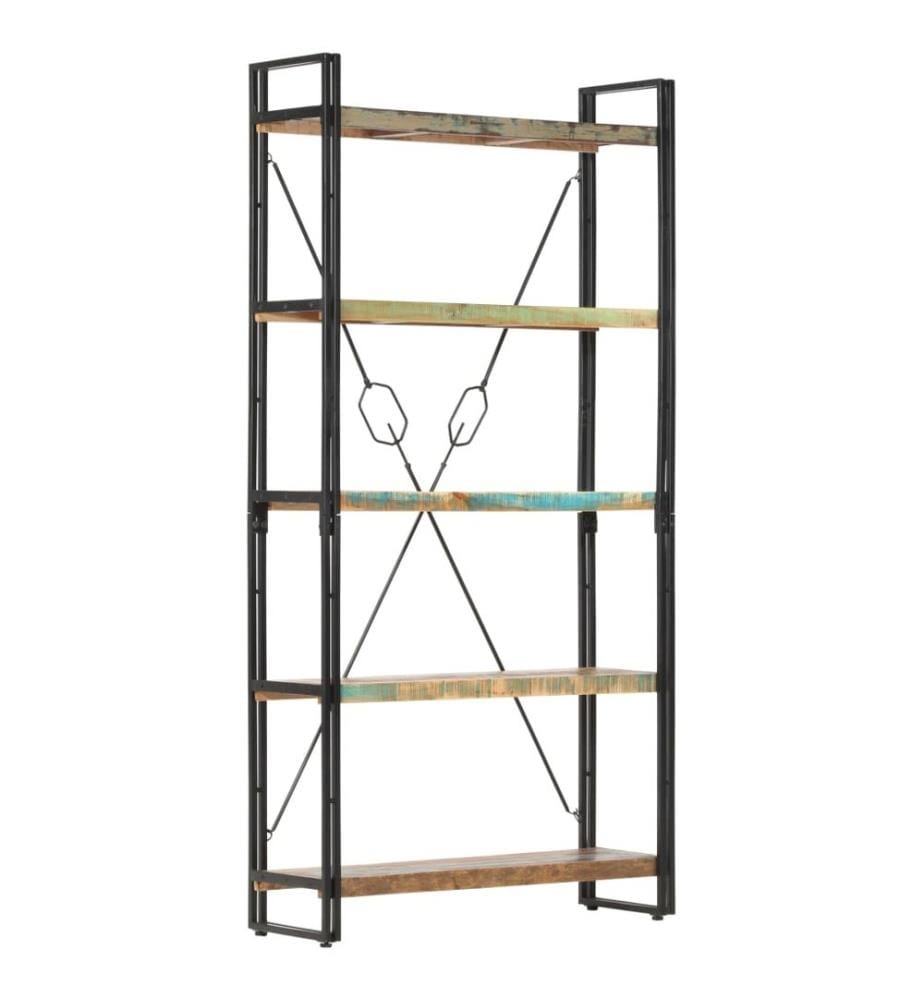 Bibliothèque 5 niveaux 90x30x180 cm Bois solide de récupération