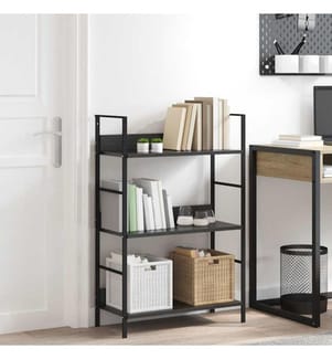 Bibliothèque à 3 niveaux noir 60x27,6x90,5 cm bois d'ingénierie