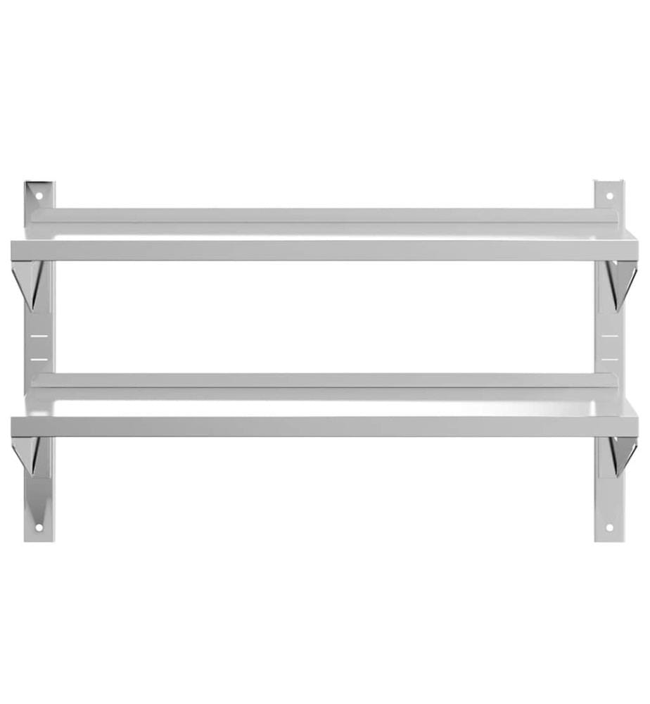 Wandregal mit 2 Böden 100x30x60 cm Silbern Edelstahl