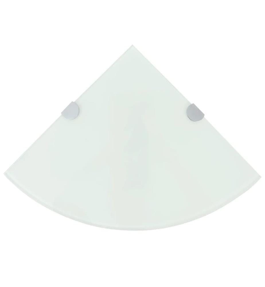 Eckregale 2 Stk. mit Verchromten Halterungen Glas Weiss 25x25 cm