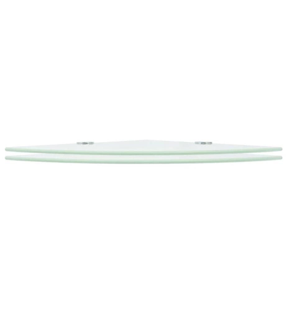 Eckregale 2 Stk. mit Verchromten Halterungen Glas Weiss 25x25 cm