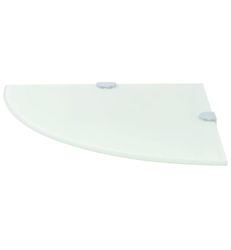 Eckregale 2 Stk. mit Verchromten Halterungen Glas Weiss 25x25 cm
