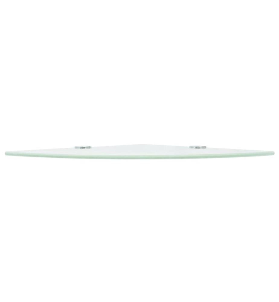 Eckregale 2 Stk. mit Verchromten Halterungen Glas Weiss 25x25 cm