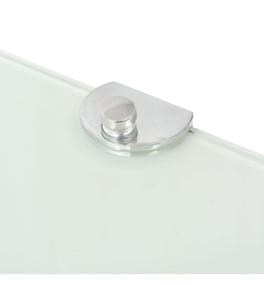 Eckregale 2 Stk. mit Verchromten Halterungen Glas Weiss 25x25 cm
