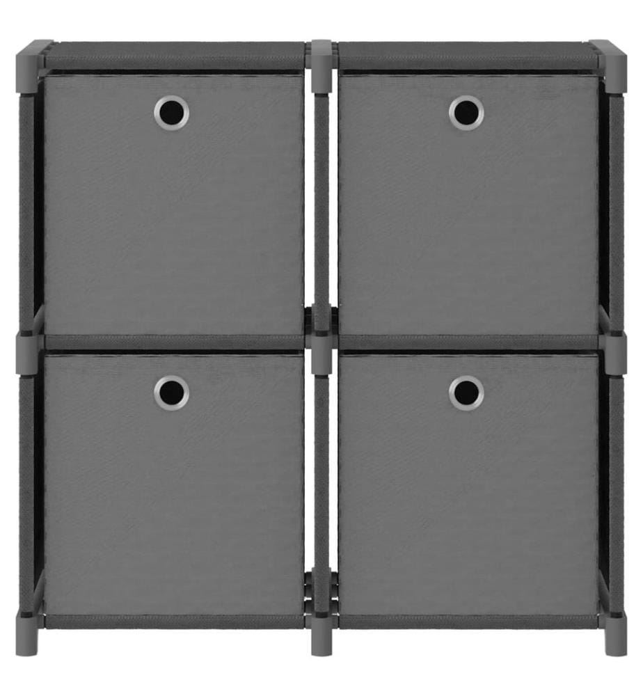 Étagère à 4 cubes avec boîtes Gris 69x30x72,5 cm Tissu