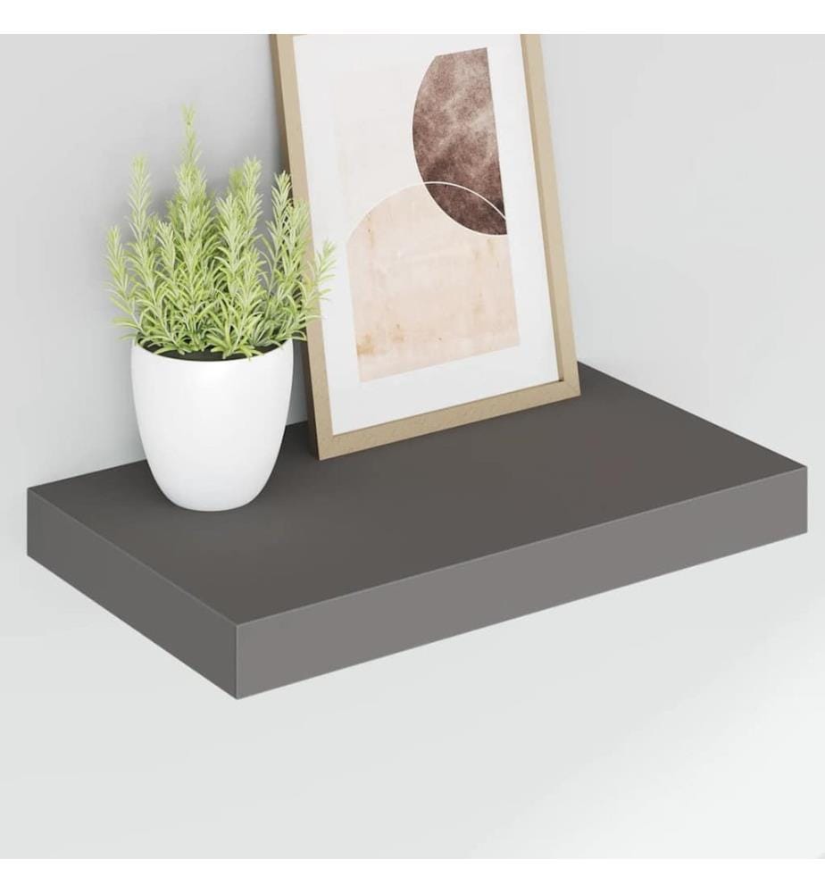 Schweberegale 2 Stk. Hochglanz-Grau 40x23x3,8 cm MDF