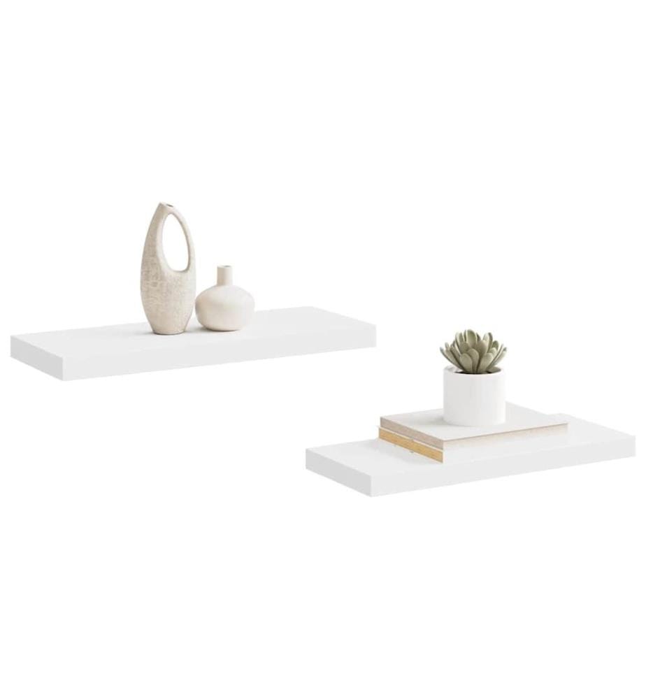 Schwebende Wandregale 2 Stk. Weiss 60x23,5x3,8cm MDF