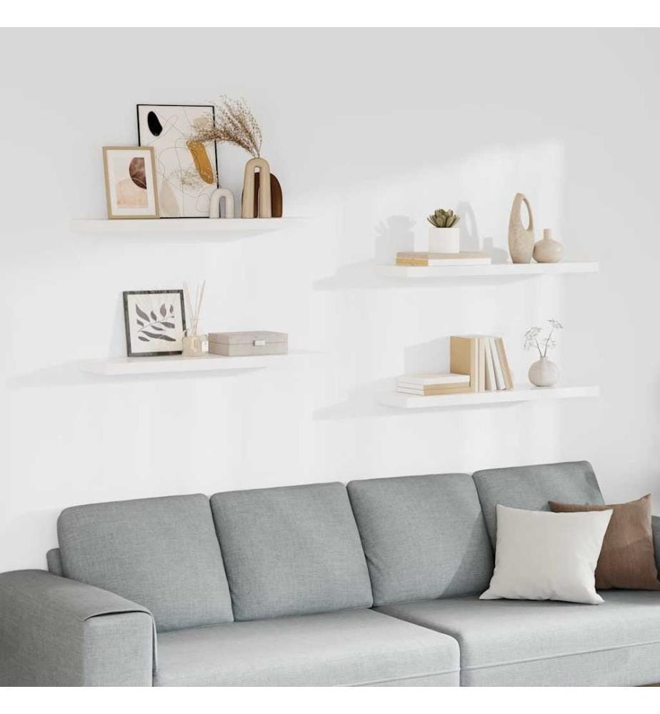 Schweberegale 4 Stk. Weiss 90x23,5x3,8 cm MDF