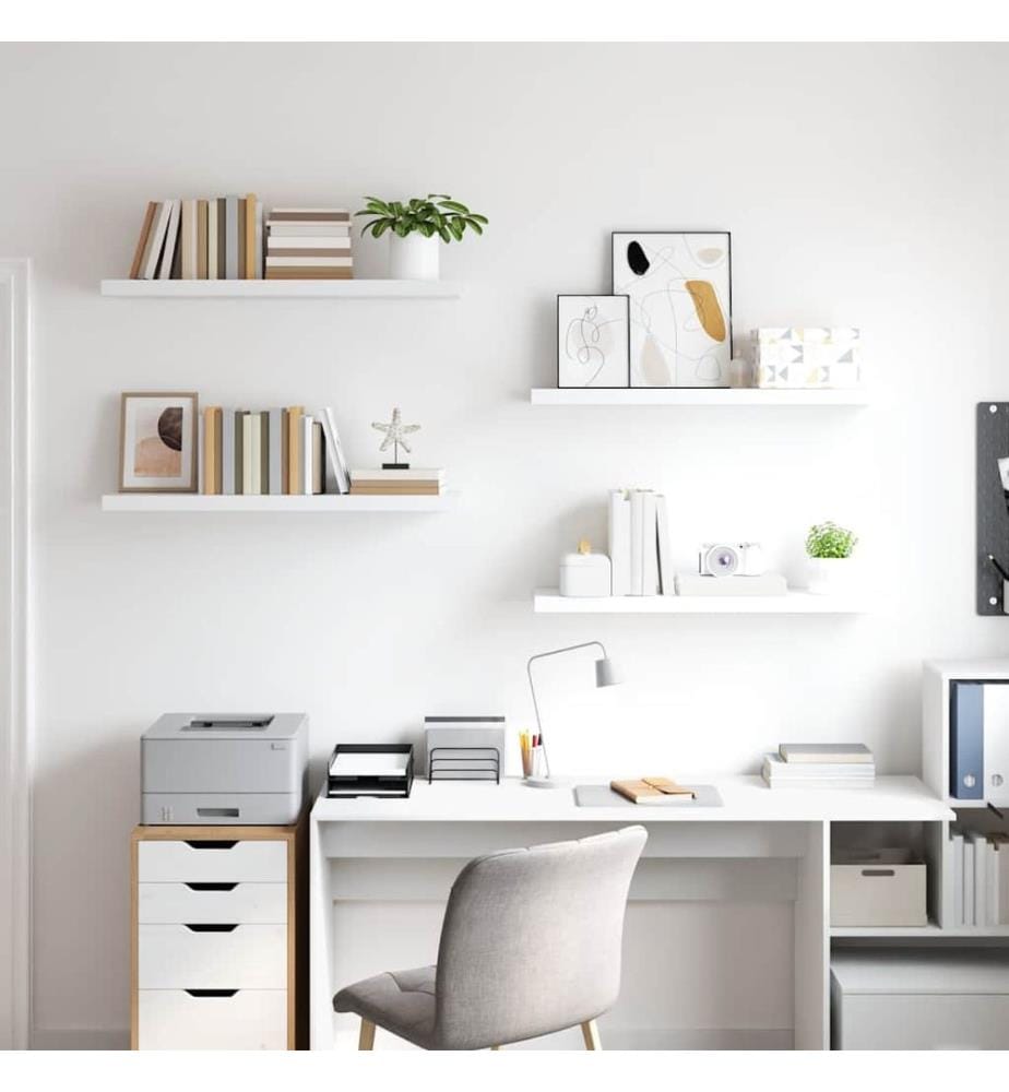Schweberegale 4 Stk. Weiss 90x23,5x3,8 cm MDF