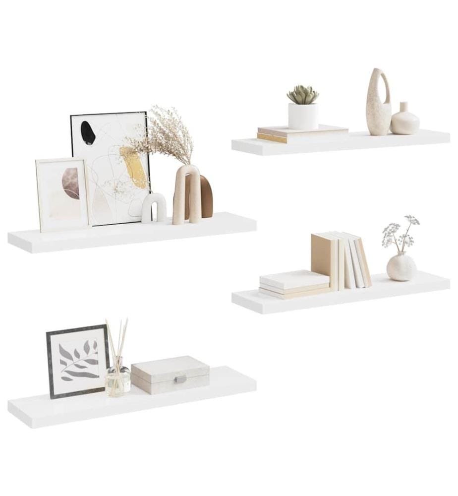 Schweberegale 4 Stk. Weiss 90x23,5x3,8 cm MDF