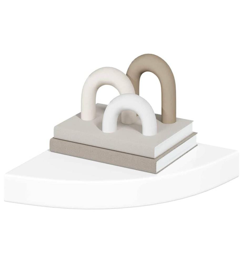 Schwebende Eckregale 2 Stk. Hochglanz-Weiss 25x25x3,8 cm MDF