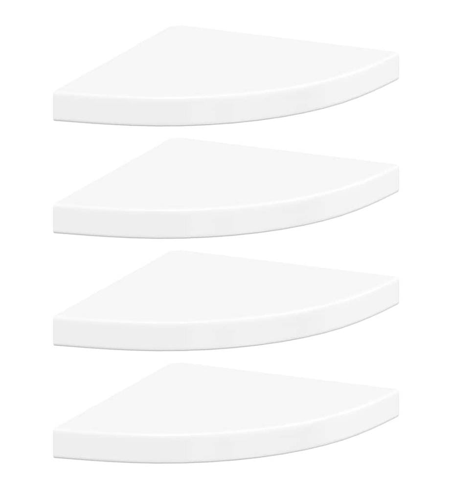 Eck-Schweberegale 4 Stk. Hochglanz-Weiss 35x35x3,8 cm MDF