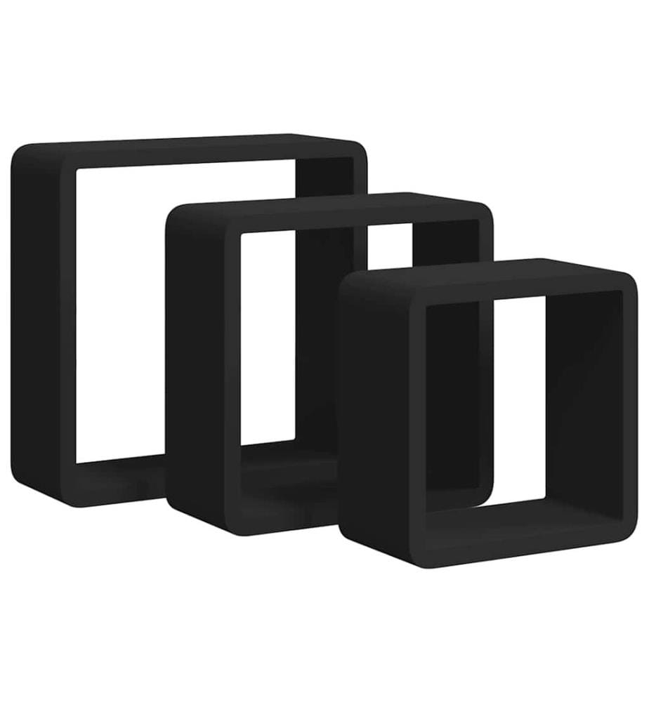 Würfelregale 3 Stk. Schwarz MDF