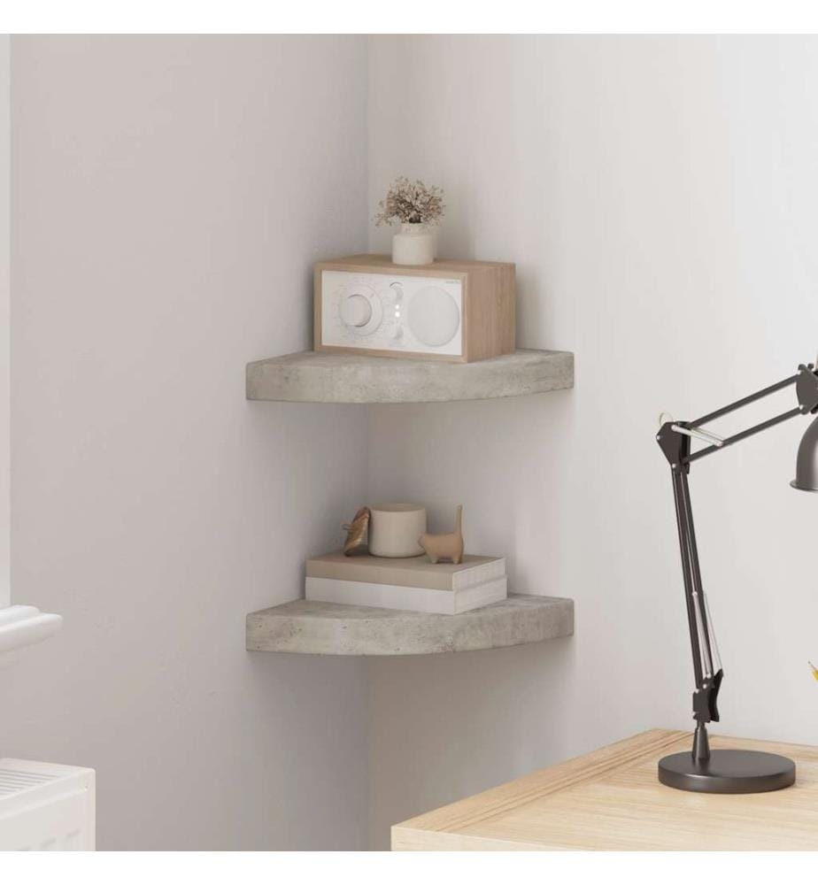 Eck-Schweberegale 2 Stk. Betongrau 25x25x3,8 cm MDF