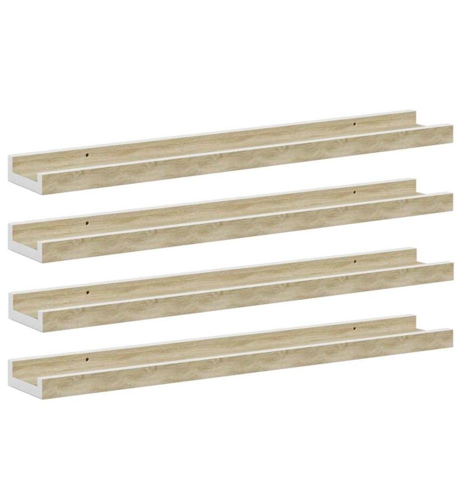 Wandregale 4 Stk. Weiss und Sonoma-Eiche 60x9x3 cm