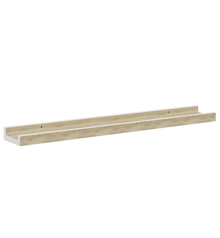 Wandregale 4 Stk. Weiss und Sonoma-Eiche 60x9x3 cm