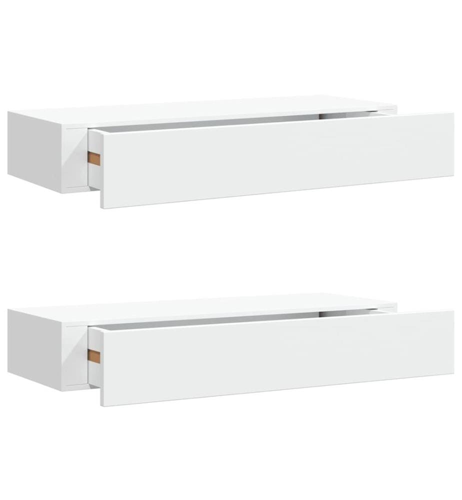 Wandregale mit Schubladen 2 Stk. Weiss 60x23,5x10 cm MDF