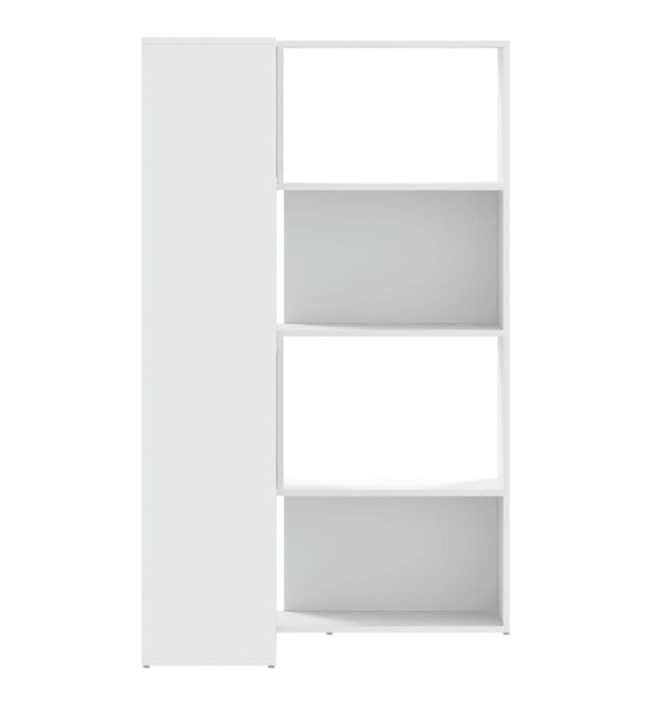 Bibliothèque d'angle à 4 niveaux blanc bois d'ingénierie