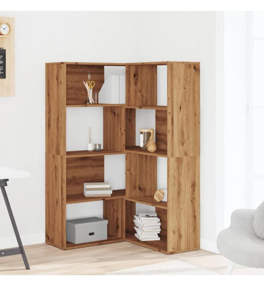 Bibliothèque d'angle 4 niveaux chêne artisanal bois ingénierie