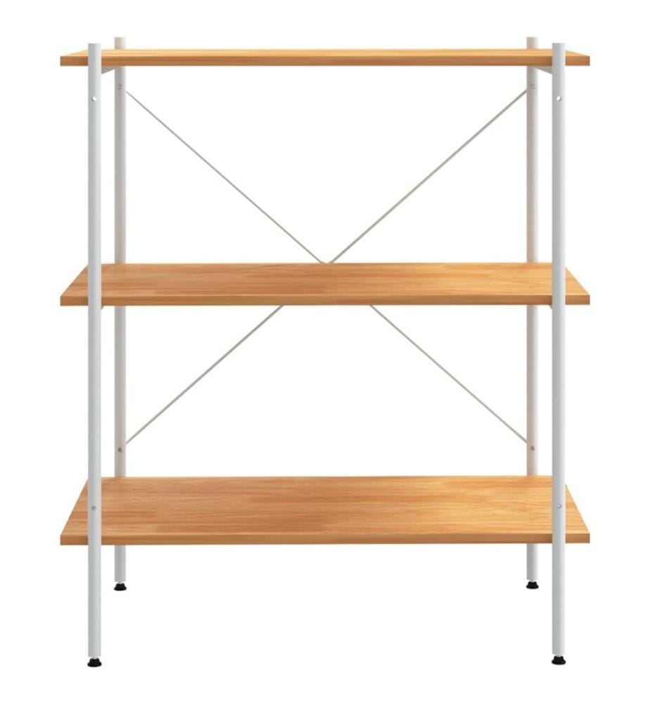Regal mit 3 Böden Weiss und Eiche-Optik 80x40x92 cm