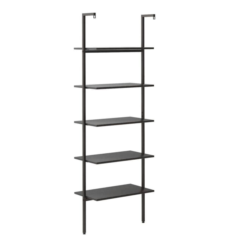 Leiterregal mit 5 Böden Schwarz 64x35x185 cm