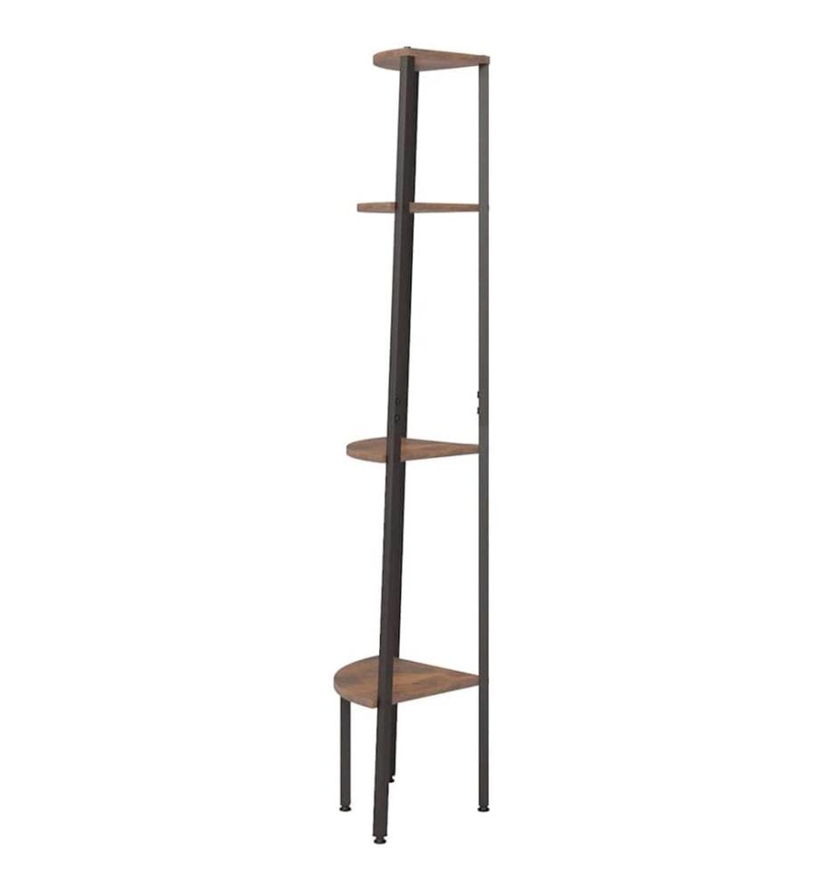 Étagère d'angle à 4 niveaux Marron foncé et noir 45,5 x 31,5 x 150 cm