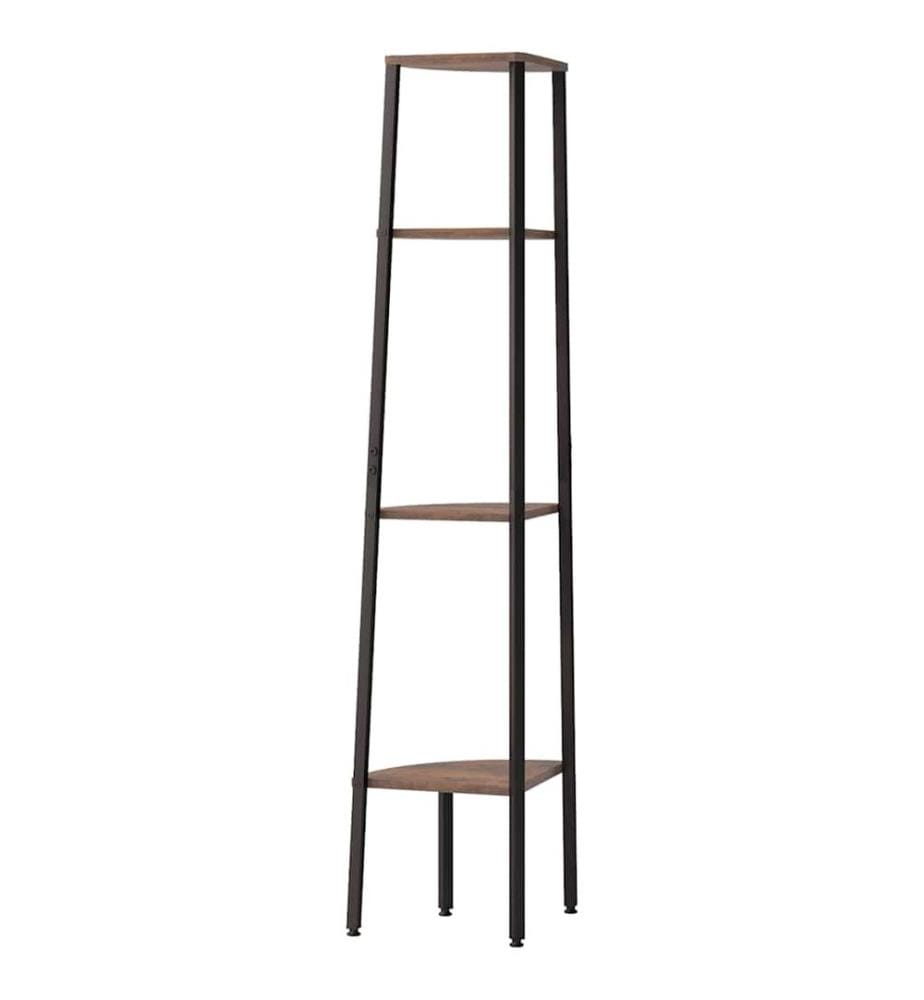 Étagère d'angle à 4 niveaux Marron foncé et noir 45,5 x 31,5 x 150 cm