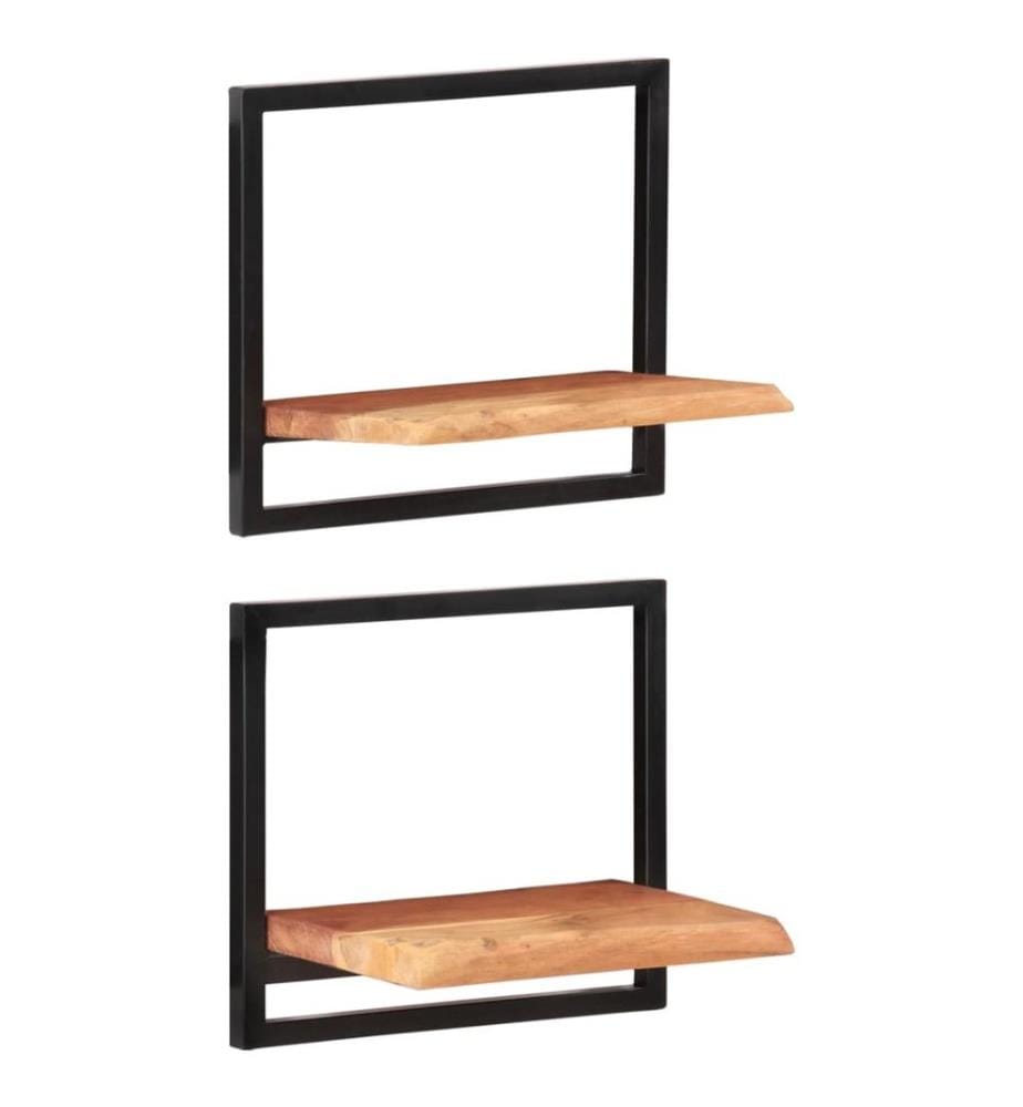 Wandregale 2 Stk. 40x24x35 cm Massivholz Akazie und Stahl