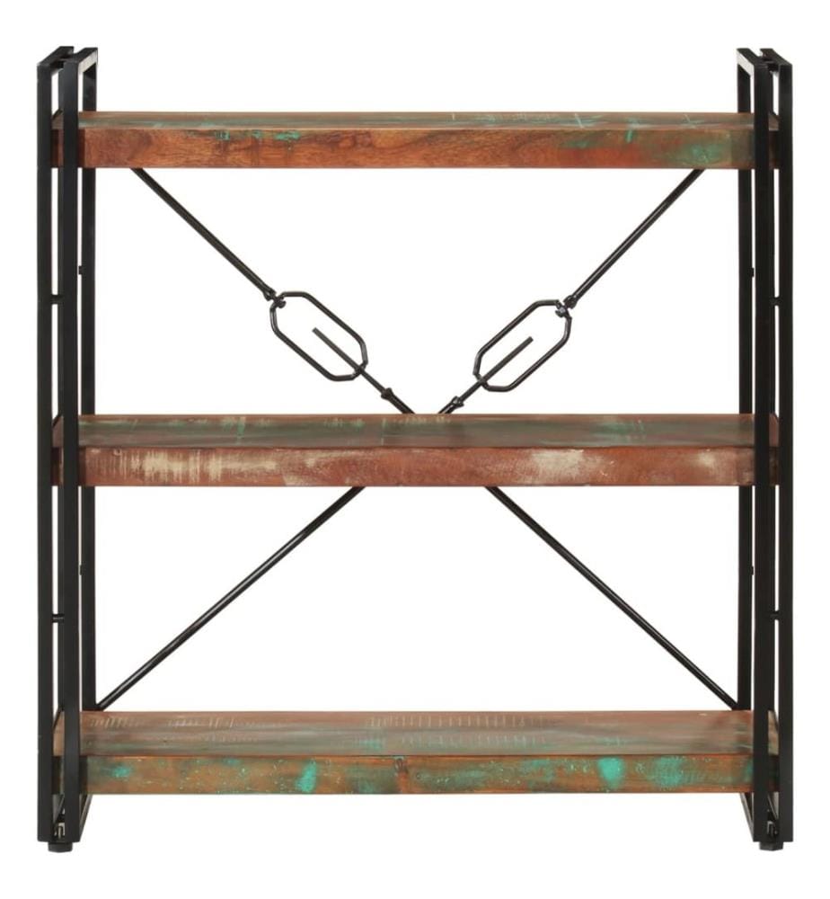 Bücherregal 3 Fächer 77x30x80cm Recyceltes Massivholz und Eisen