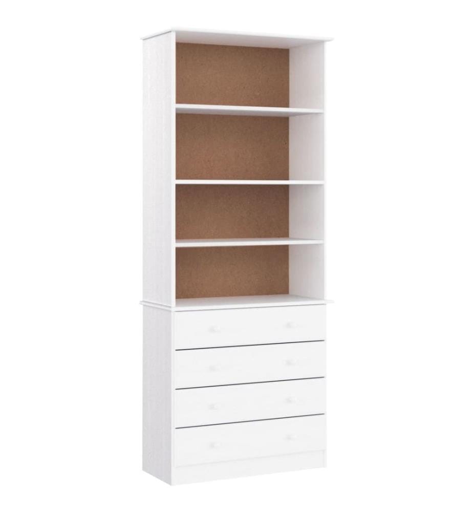 Bücherregal mit Schubladen ALTA Weiss 77x35x186,5 cm Kiefernholz