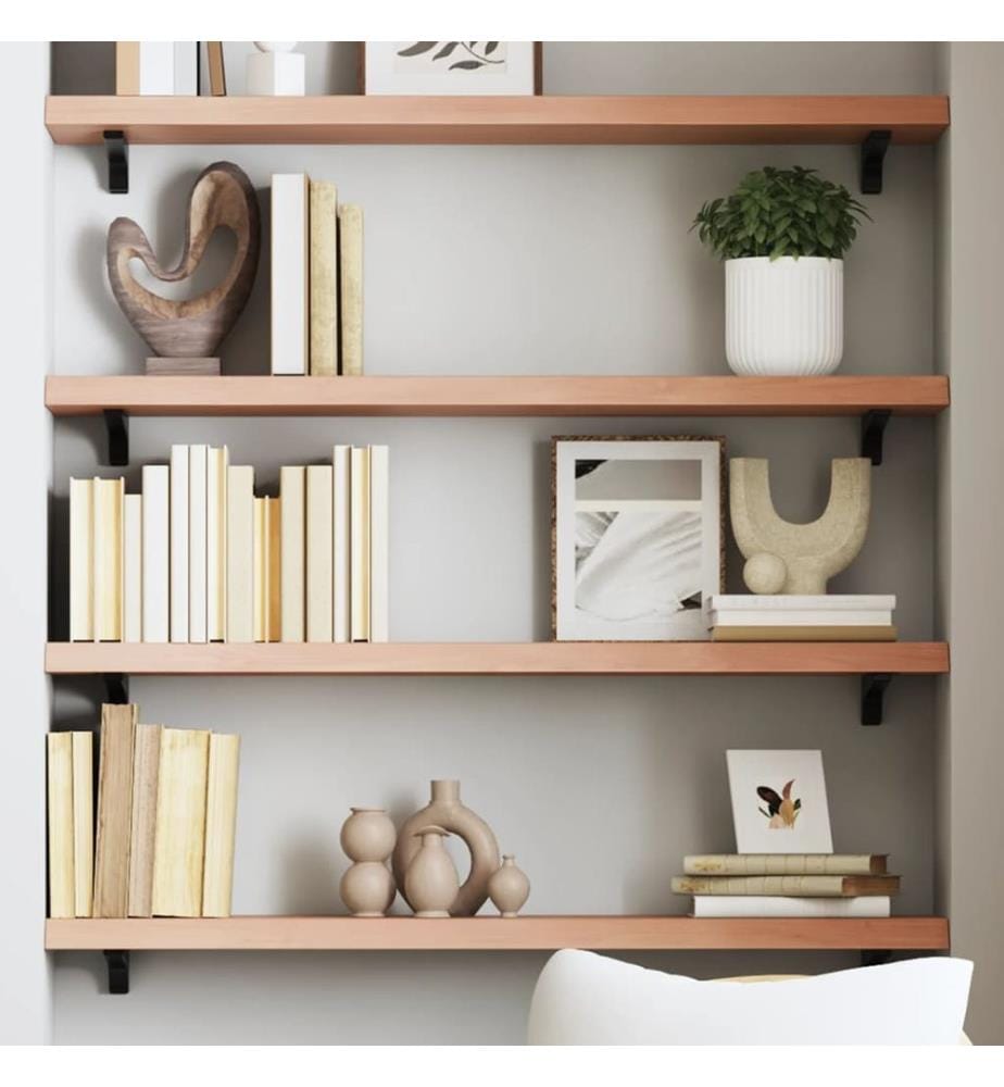 Wandregal Hellbraun 100x20x4 cm Massivholz Eiche Behandelt